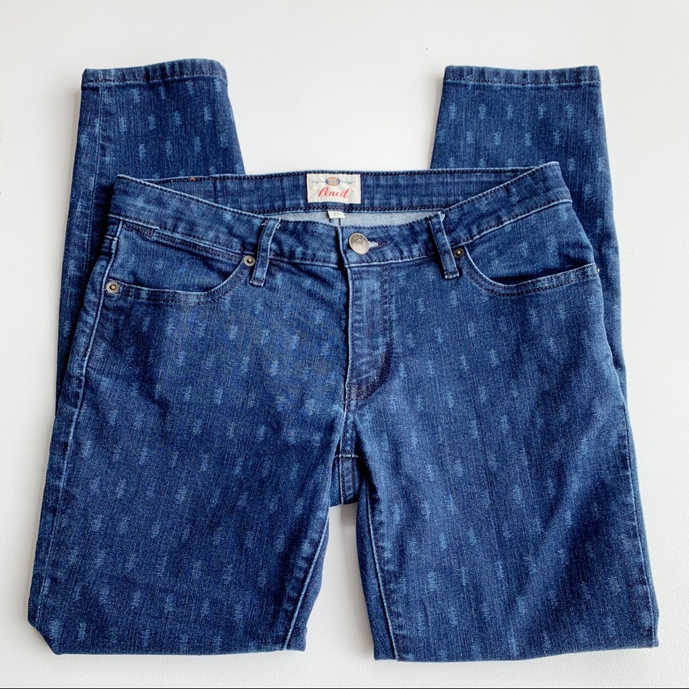 Fossil Pencil Ankle Skinny Jeans Dot Pattern Size 27